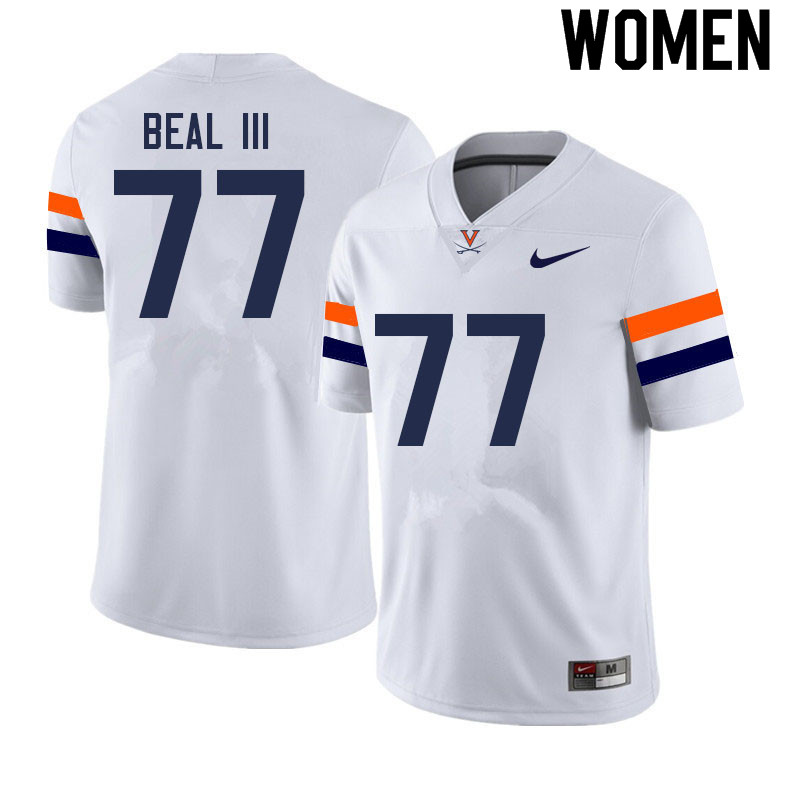 Women #77 Nathaniel Beal III Virginia Cavaliers College Football Jerseys Sale-White - Click Image to Close